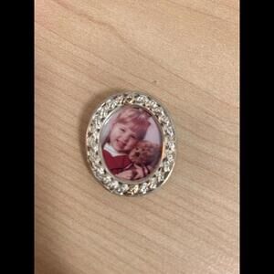 Sterling mini picture frame necklace or pin